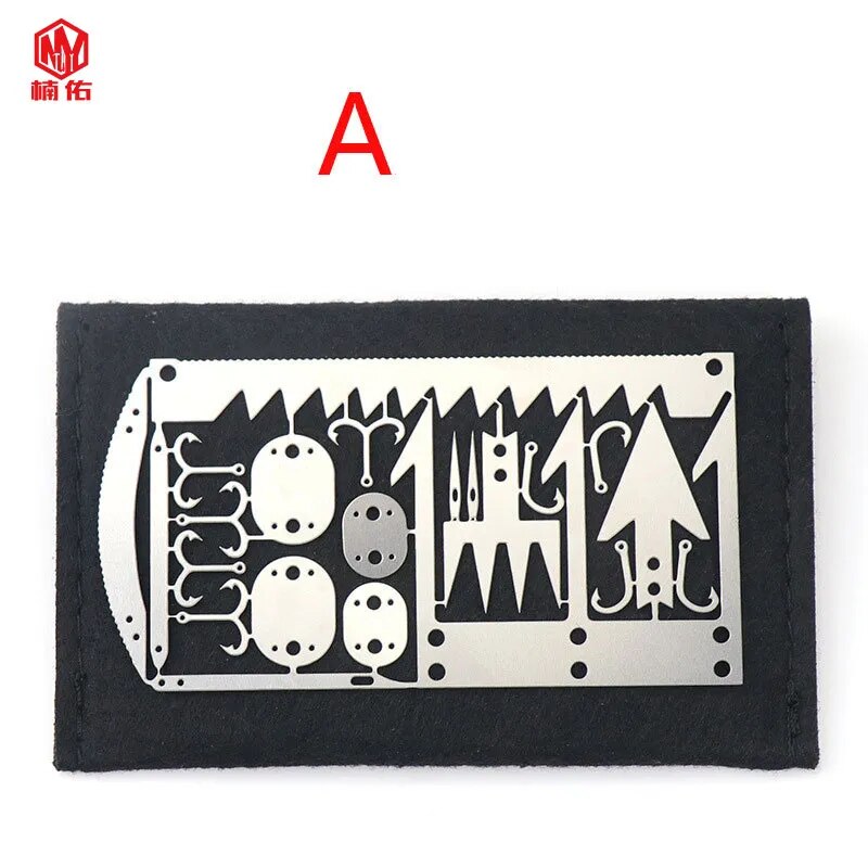 1PC Outdoor EDC Stainless Steel Fishing Hook Card Portable Fishing Hunting Multifunction Tool Card EDC Camping Survival Card