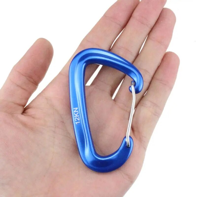 1PCS Durable 12KN D Carabiner Key Aluminum Wire Gate Spring Clip Locking Backpack Hammock Camping Hiking Equipment - not for climbing