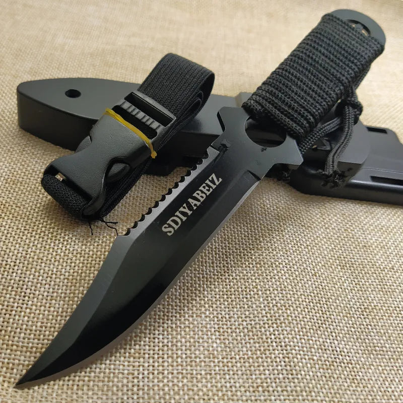 Tactical Fixed Blade 7CR14Mov Blade Steel Handle Outdoor Camping Survival Hunting Utility Knife Military Pocket Tool+ ABS Sheath