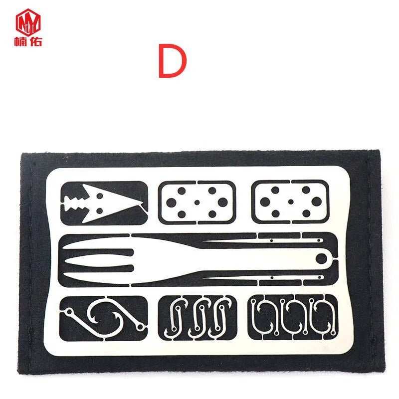 1PC Outdoor EDC Stainless Steel Fishing Hook Card Portable Fishing Hunting Multifunction Tool Card EDC Camping Survival Card