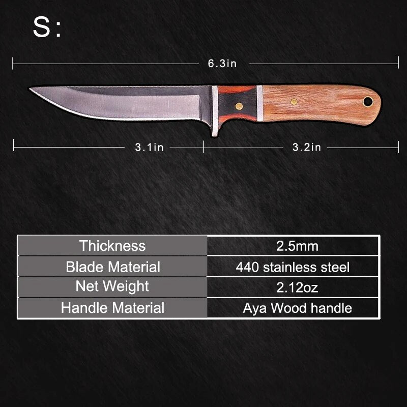 Tactical Survival Knife Stainless Steel Protable Pocket Knife with Sheath Utility Outdoor Hunting Knife Meat Cleaver Fruit Knife