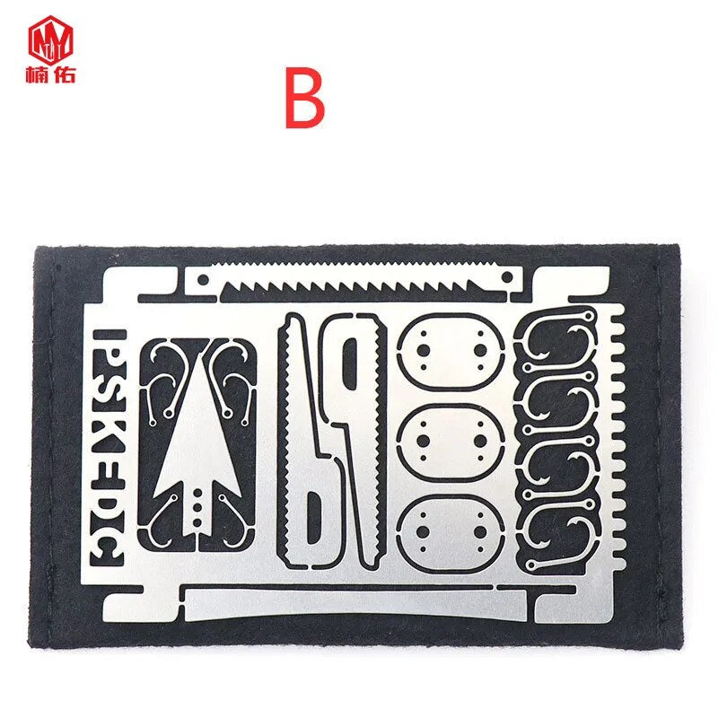 1PC Outdoor EDC Stainless Steel Fishing Hook Card Portable Fishing Hunting Multifunction Tool Card EDC Camping Survival Card