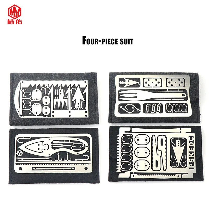 1PC Outdoor EDC Stainless Steel Fishing Hook Card Portable Fishing Hunting Multifunction Tool Card EDC Camping Survival Card