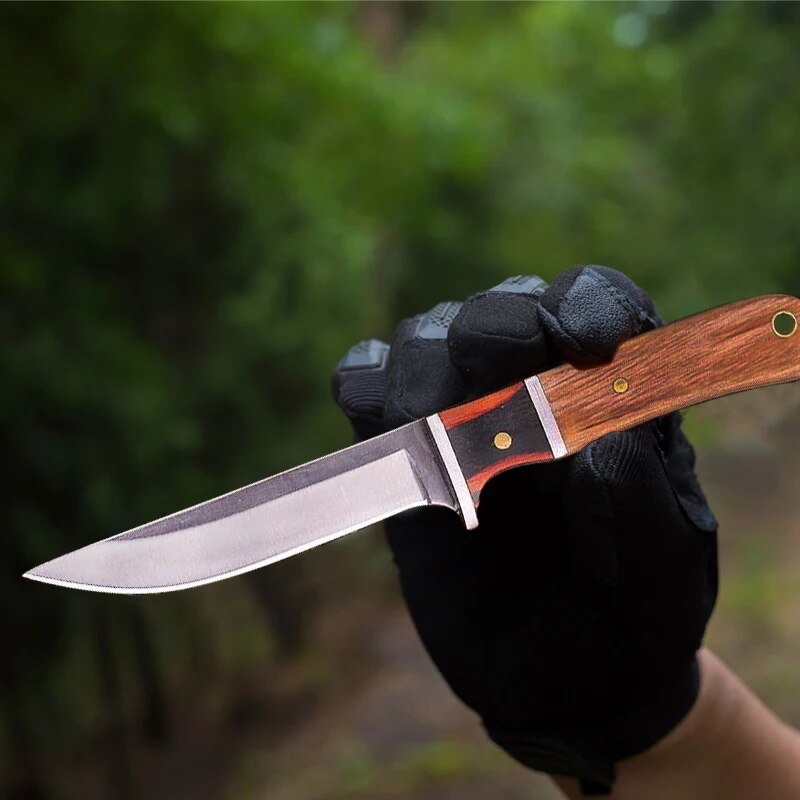 Tactical Survival Knife Stainless Steel Protable Pocket Knife with Sheath Utility Outdoor Hunting Knife Meat Cleaver Fruit Knife