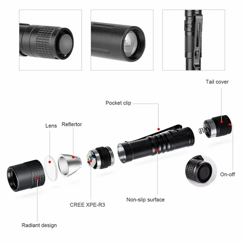 E2 LED Camping Fishing Flashlight Pen Light Mini Portable led Tactical Flashlight For The Dentist for Hiking edc Torch Lantern