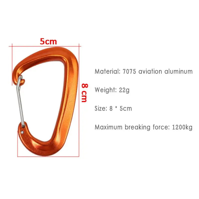 1PCS Durable 12KN D Carabiner Key Aluminum Wire Gate Spring Clip Locking Backpack Hammock Camping Hiking Equipment - not for climbing