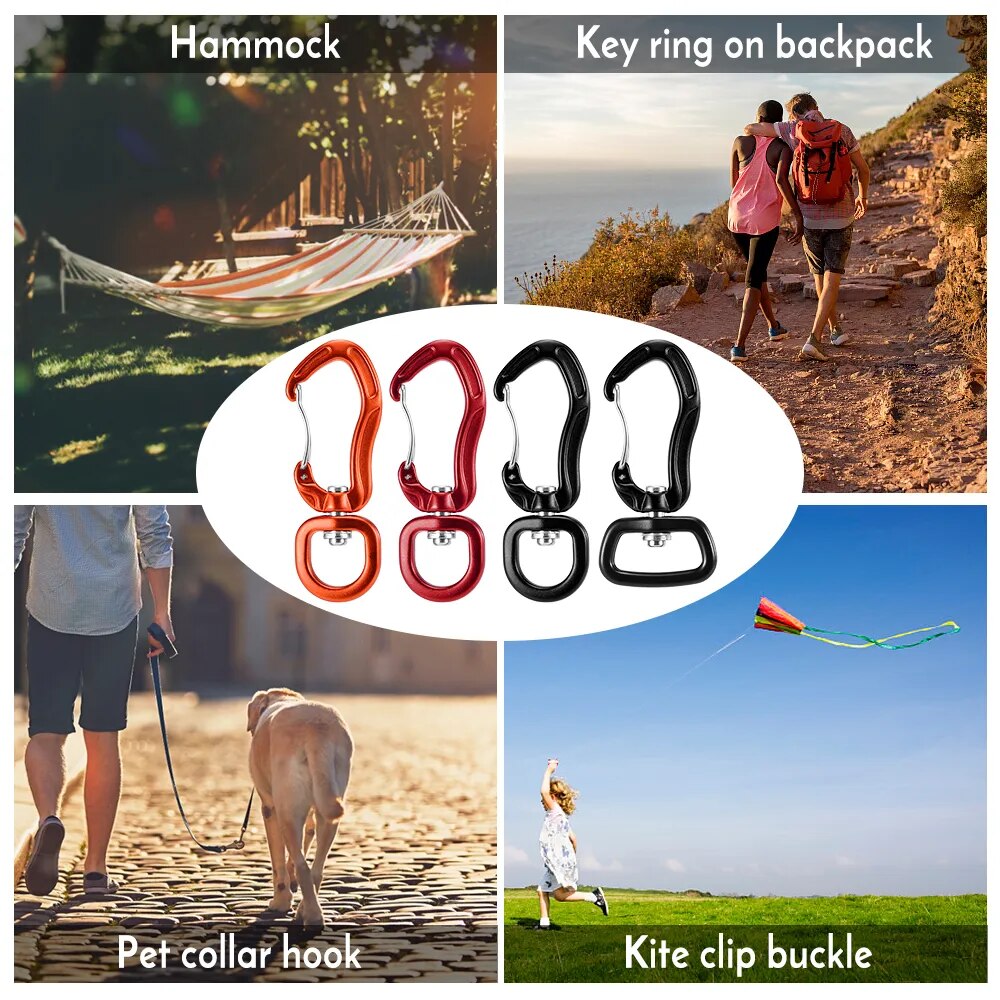 Swivel Carabiner Clip 360° Rotatable Spinner Carabiner Small Wiregate Carabiner Rotational Hammock Clip Hook - not for climbing