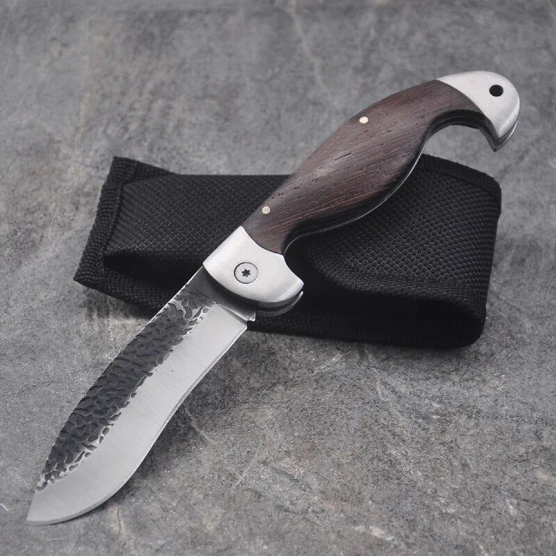 8.2'' Damascus tactical folding knife Color + wood handle Duanda blade camping survival Pocket knives outdoor hunting Tools EDC