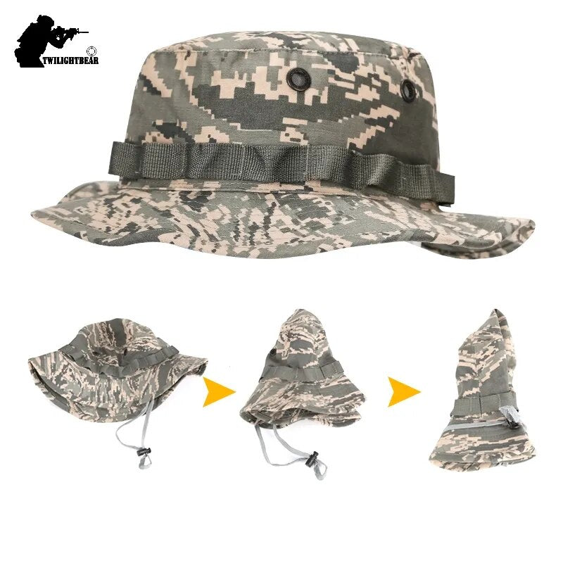 US Army Camouflage BOONIE HAT Thicken Military Tactical Cap Hunting Hiking Climbing Camping MULTICAM HAT 20 Color AF056