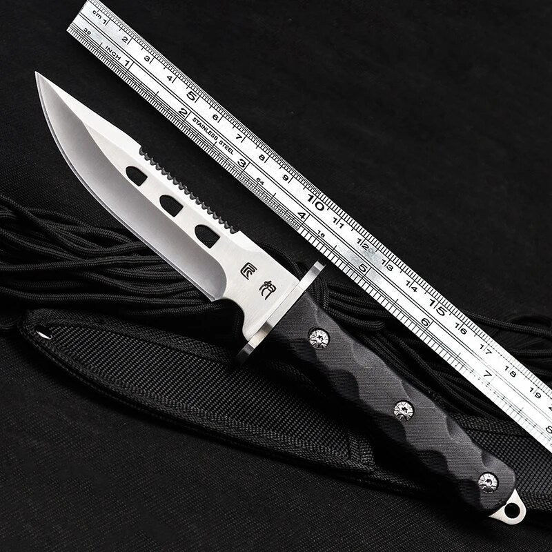 Voltron Tactical straight knife Outdoor camping survival knife Self-defense EDC pocket knife Wilderness hunting knife