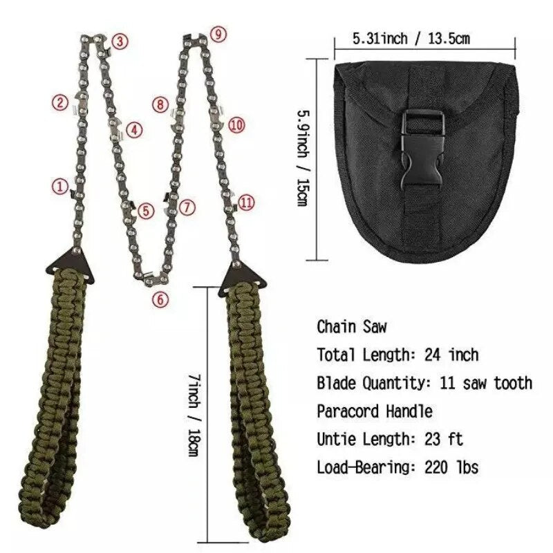 Manual Hand Braided Rope Chain Saw Portable Emergency Camp Survival Wire Cutter Portable Outdoor Camping Hiking Tools