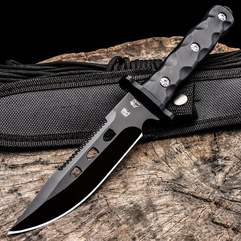 Voltron Tactical straight knife Outdoor camping survival knife Self-defense EDC pocket knife Wilderness hunting knife