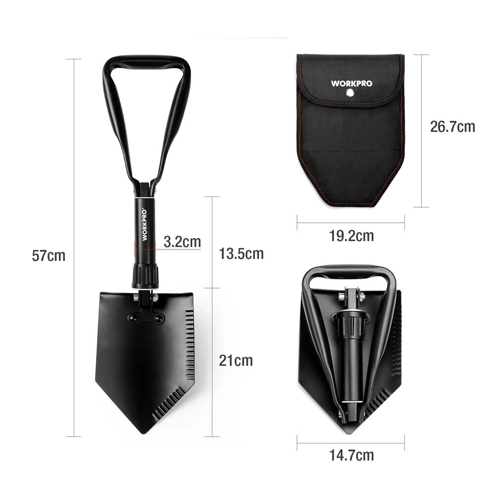 WORKPRO Military Shovel Tactical Mini Folding Shovel with pouch Outdoor Camping Spade Survival Emergency Tools