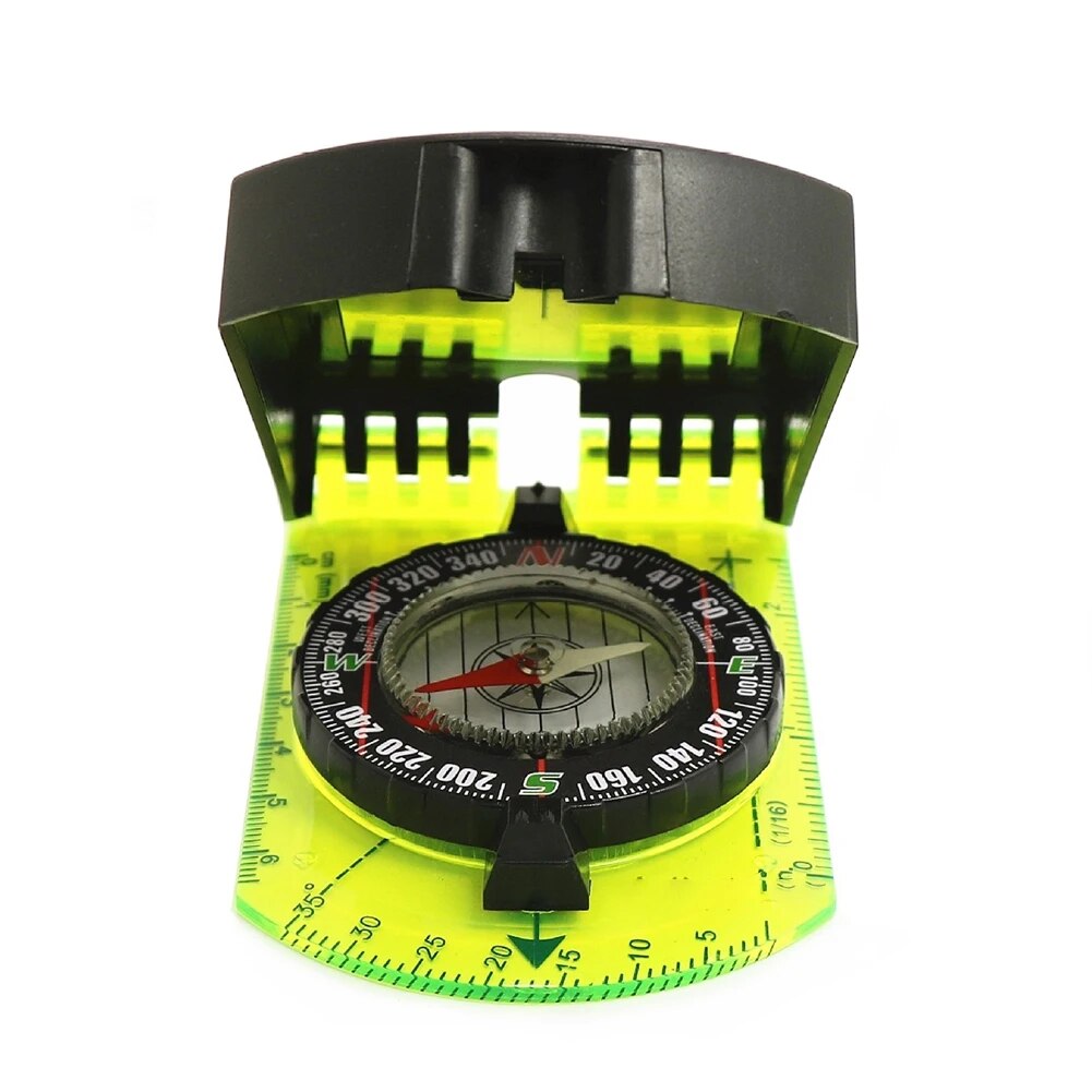 Compass Outdoor Guiding Tool Scale Map Ruler Mirror Compass with Flip Multifunctional for Hiking Camping Survival Compass