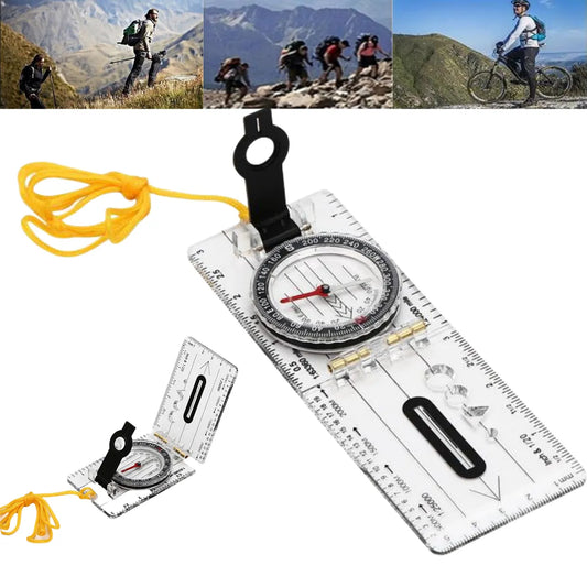 Folding Compass Multifunctional Outdoor Mini Compass Map Scale Ruler waterproof Hiking Camping Survival Guiding Tool wholesale