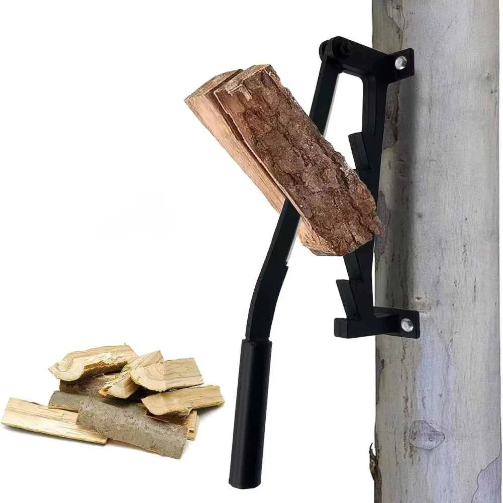 Wall Mounted Firewood Separator Heavy Duty Wood Cracker With Firewood Tote Bag Manual Fire Wood Kindling Splitter