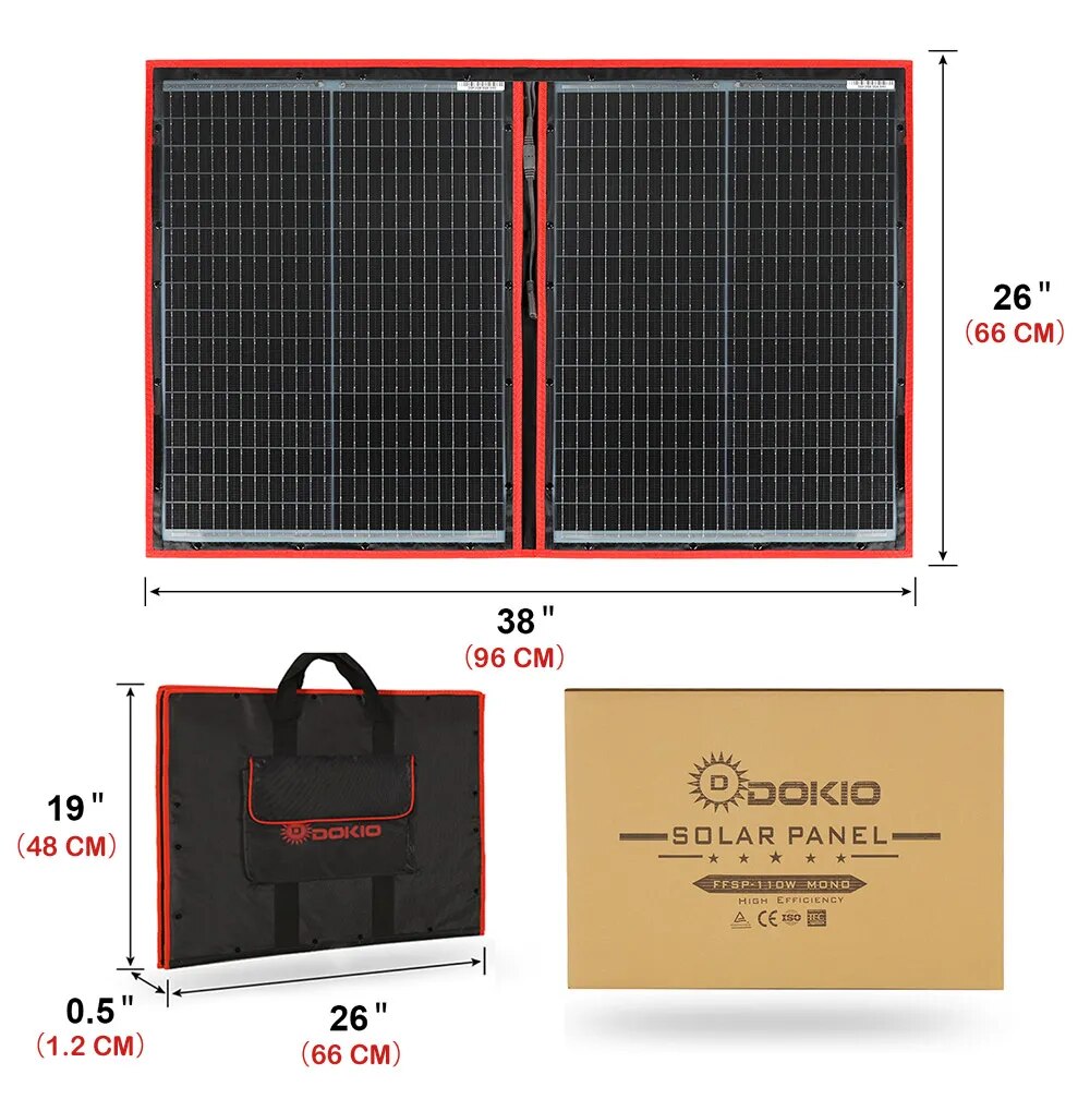 Dokio 18V 80W 160W 100W 200W Portable Foldable Solar Panel With 12V Controller Flexible Solar Panel For House Camping Travel