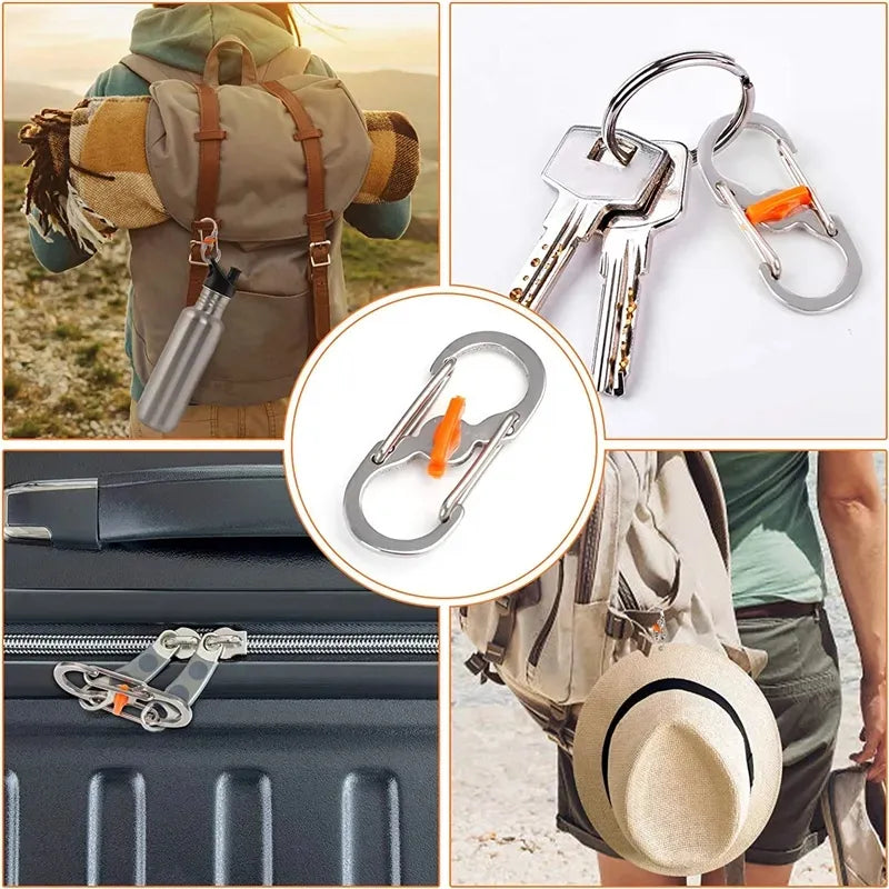 5pcs Tactical Backpack Binding Buckles Elastic Tactical Binding Buckle Carabiner Clip Bags Clasp Cord Fix Gear Elastic Strap