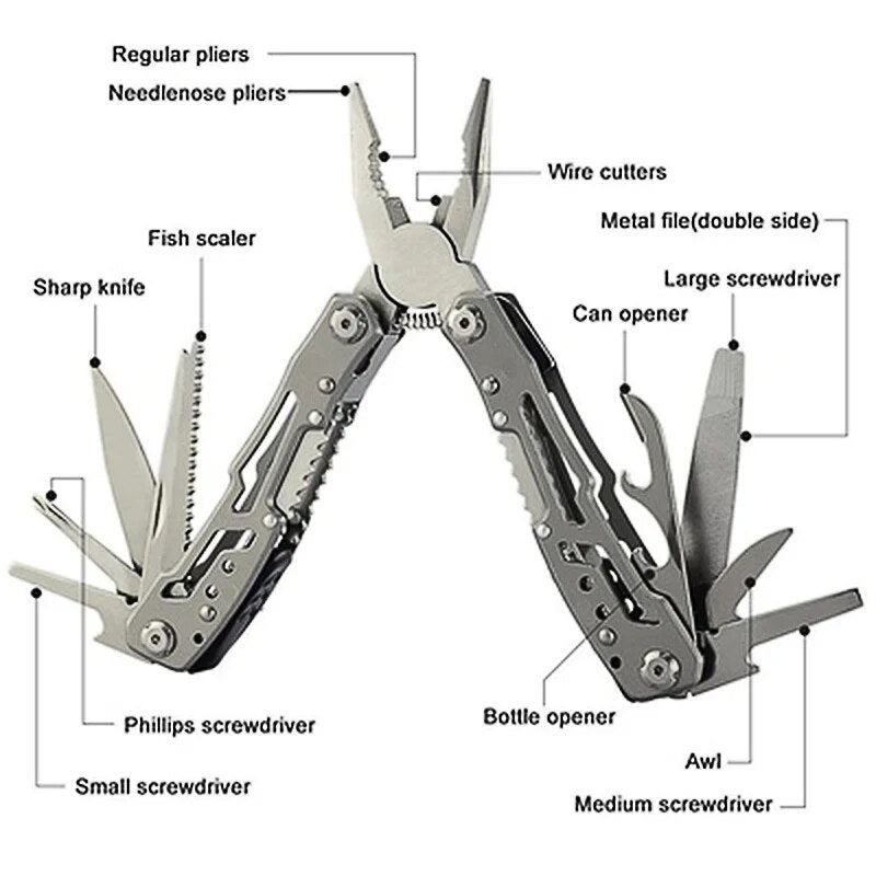 Creative 15 IN 1 Multi Tools Folding Pliers Camping Multi Tools Outdoor Survival Tools with Nylon Bag