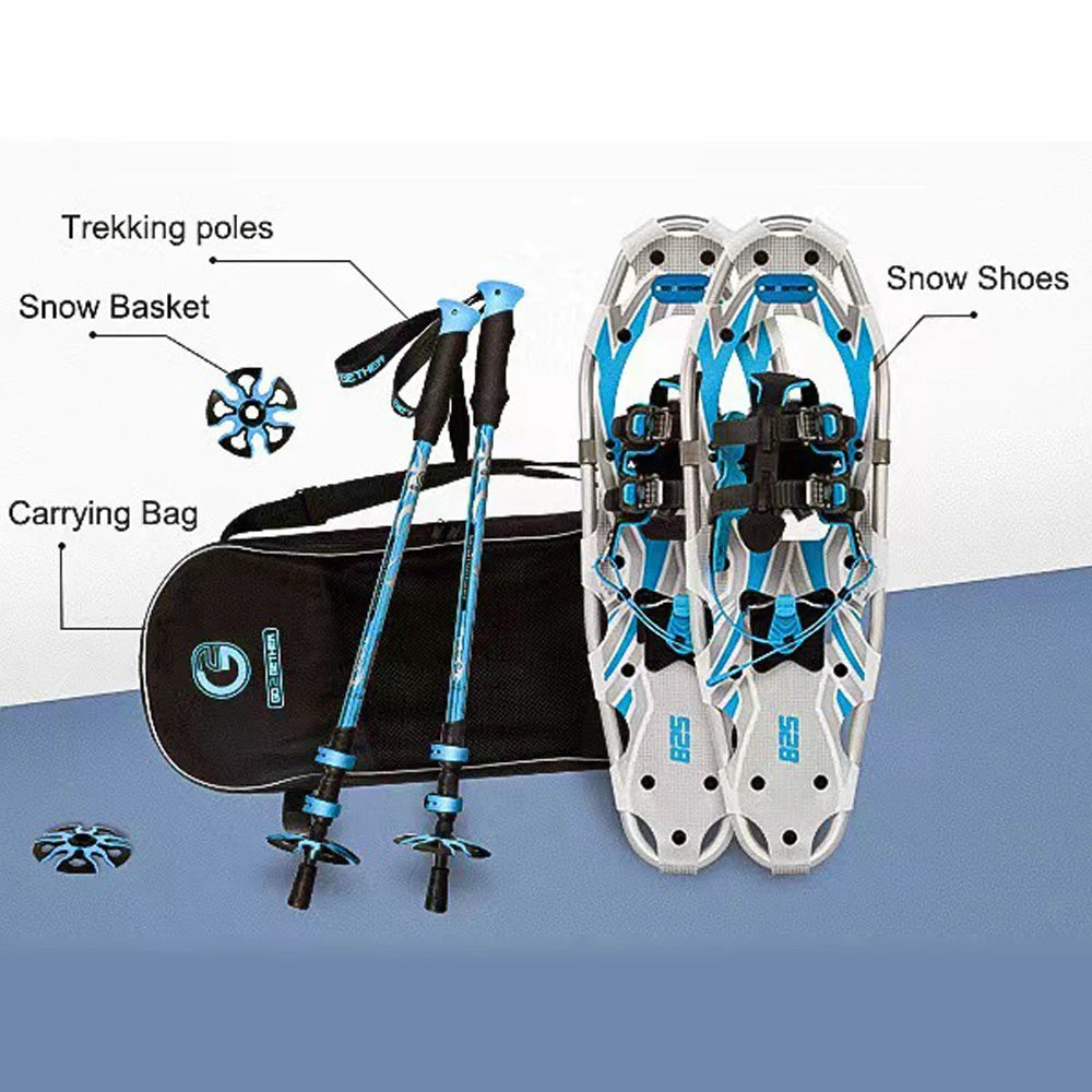 Light Weight Snowshoes Set Outdoor Snowfield Walking Shoes Aluminum Alloy AntiSlip Adjustable SnowMountain Shoes