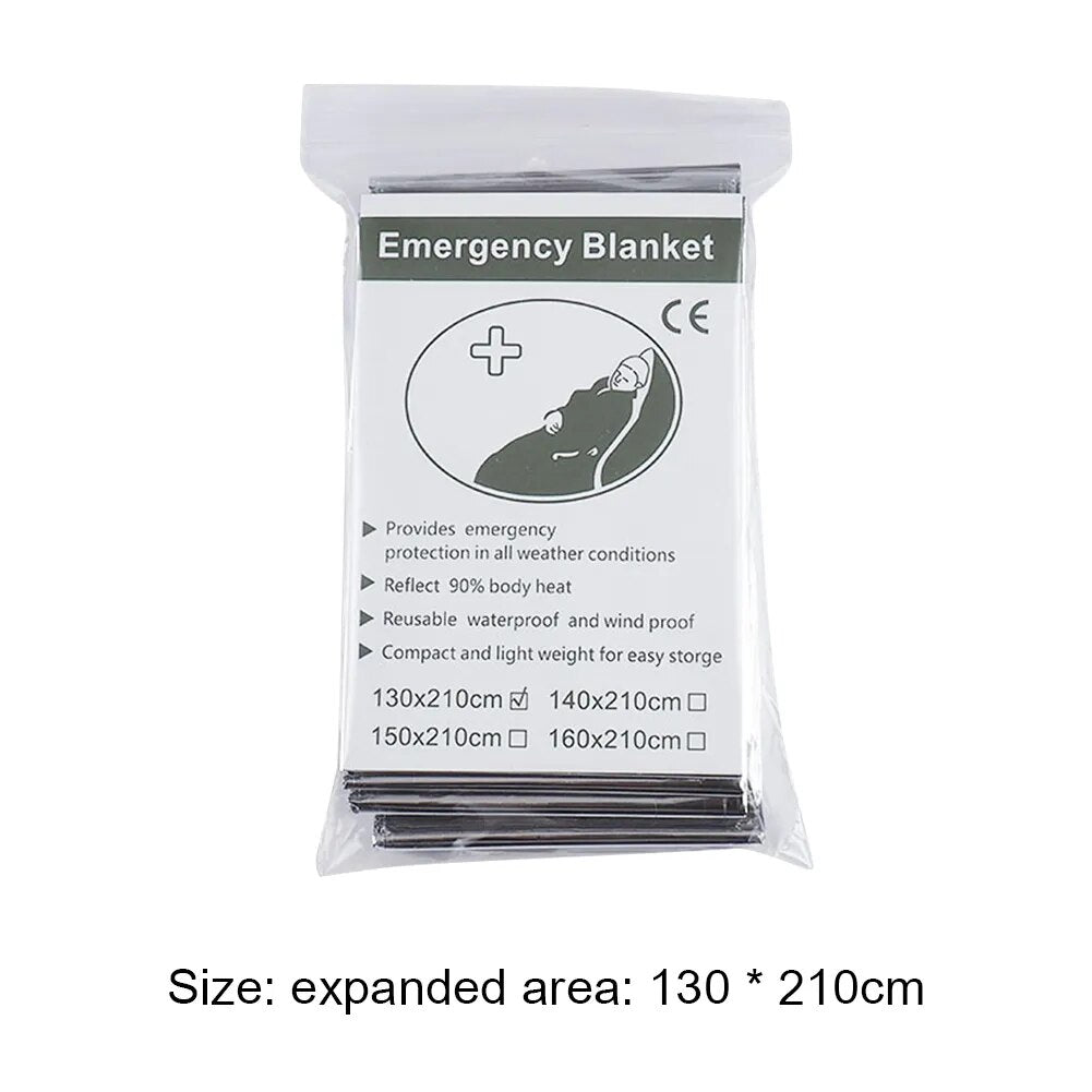 Outdoor Folding Emergency Blanket 210cm*130cm Silver Foil Emergency Survival Rescue Shelter for Camping Hiking Thermal Blankets