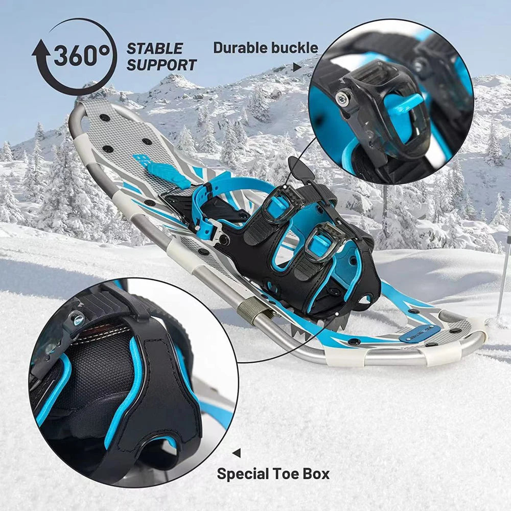 Light Weight Snowshoes Set Outdoor Snowfield Walking Shoes Aluminum Alloy AntiSlip Adjustable SnowMountain Shoes