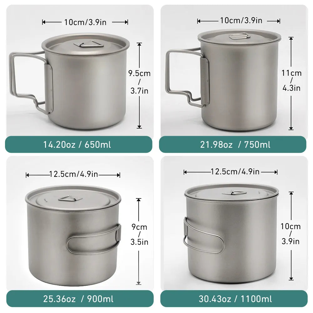 Camping Mug Titanium Cup Tourist Tableware Picnic Utensils Outdoor Kitchen Equipment With Tableware Travel Cooking Cookware Cup