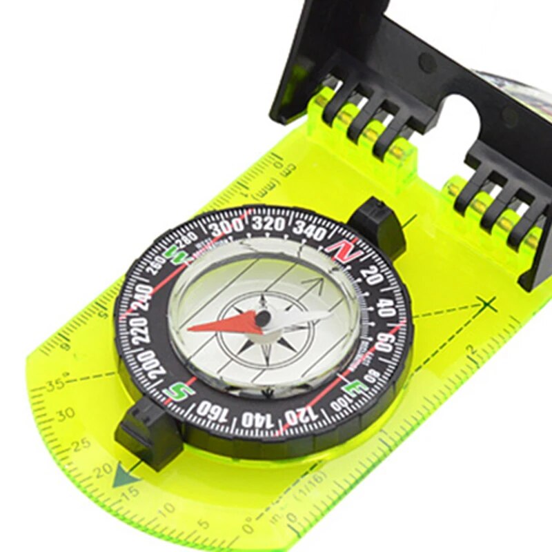 Compass Outdoor Guiding Tool Scale Map Ruler Mirror Compass with Flip Multifunctional for Hiking Camping Survival Compass