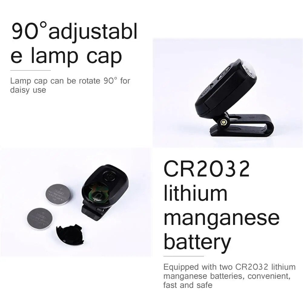 Mini 3LED Headlamp Portable Cap Light 90 Degree Rotatable Clip-on Hat Light Hands Free Bright Head Lamp Lantern Camping Cycling