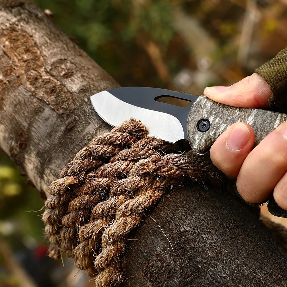 MOSSY OAK-Folding Knife with Drop-point Blade, Camping Knife, Metal Blade Handle, Outdoor Survival Knives, Hunting Knife, 4"