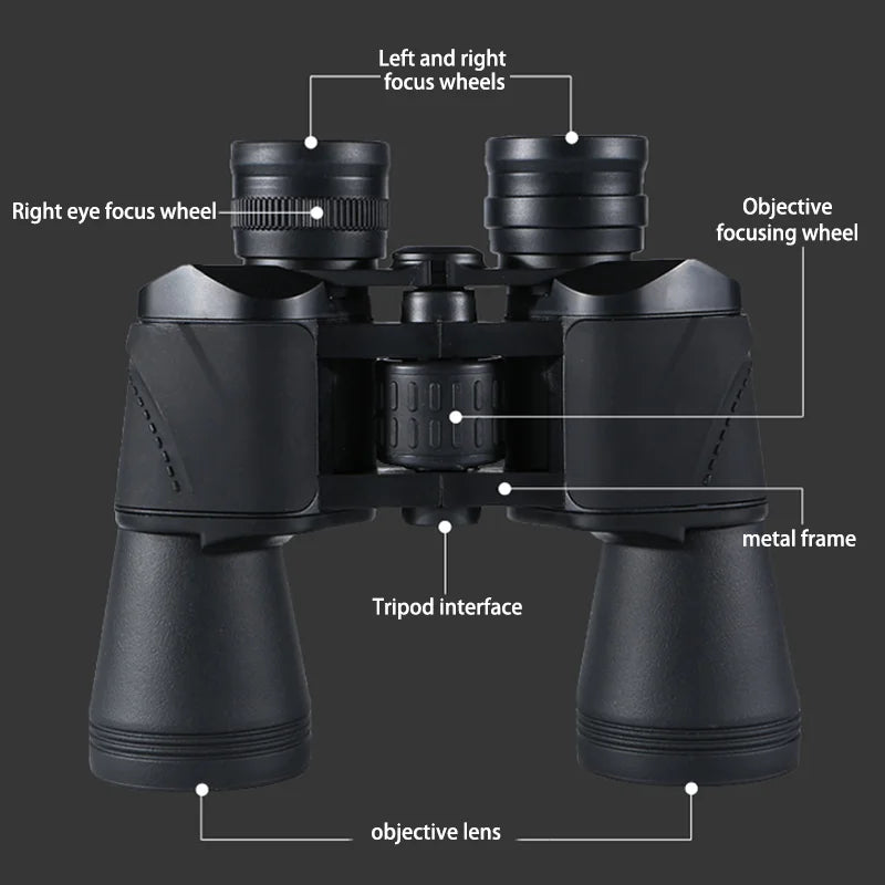 20x50 HD professional powerful binoculars Large eyepiece Large field FMC coating BAK4 prism Outdoor hunting camping telescope