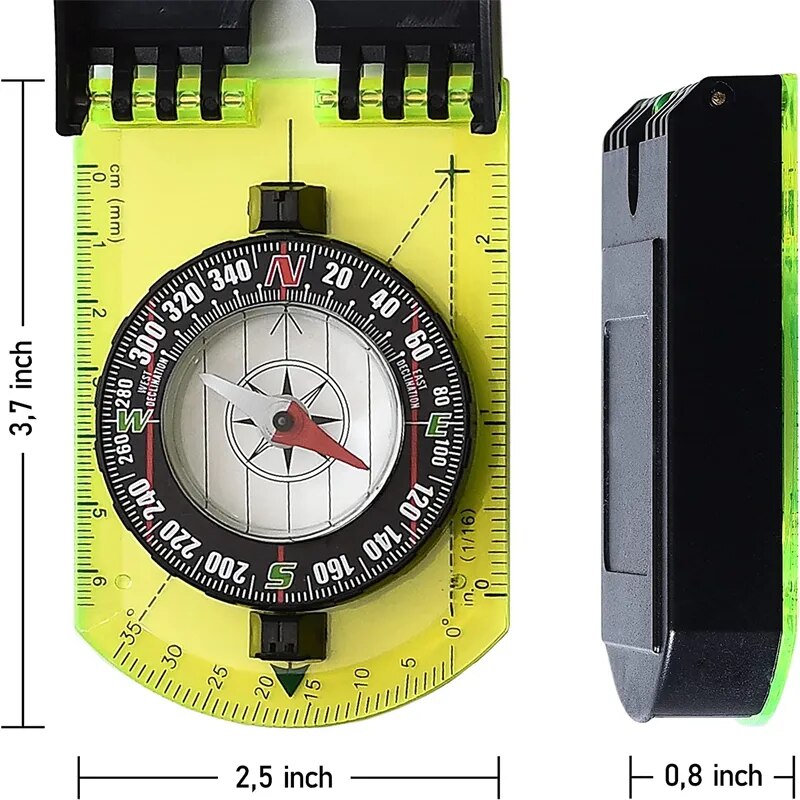 Compass Outdoor Guiding Tool Scale Map Ruler Mirror Compass with Flip Multifunctional for Hiking Camping Survival Compass