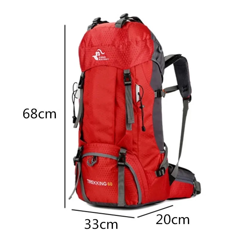 2023 New 60L Outdoor Backpack Camping Climbing Bag Waterproof Mountaineering Hiking Backpacks Molle Sport Bag Climbing Rucksack